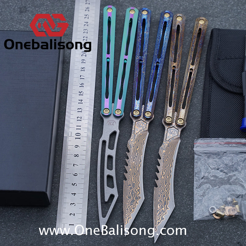 Theone Tyrannosaurus Rex Balisong Titanium Alloy Handle Stainless Steel Blade One-piece structure Bushing