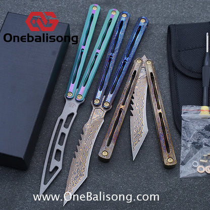 Theone Tyrannosaurus Rex Balisong Titanium Alloy Handle Stainless Steel Blade One-piece structure Bushing