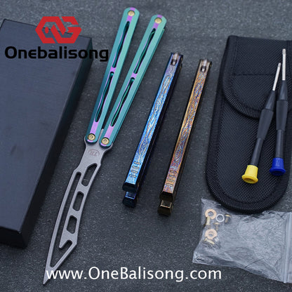Theone Tyrannosaurus Rex Balisong Titanium Alloy Handle Stainless Steel Blade One-piece structure Bushing