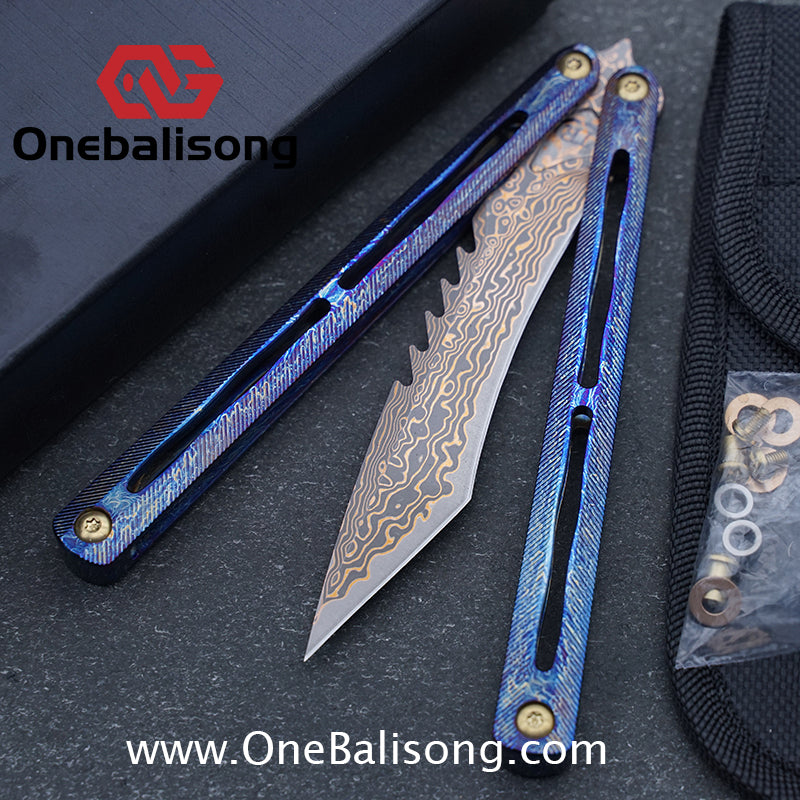 Theone Tyrannosaurus Rex Balisong Titanium Alloy Handle Stainless Steel Blade One-piece structure Bushing