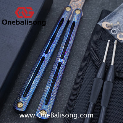 Theone Tyrannosaurus Rex Balisong Titanium Alloy Handle Stainless Steel Blade One-piece structure Bushing