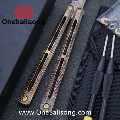 Theone Tyrannosaurus Rex Balisong Titanium Alloy Handle Stainless Steel Blade One-piece structure Bushing