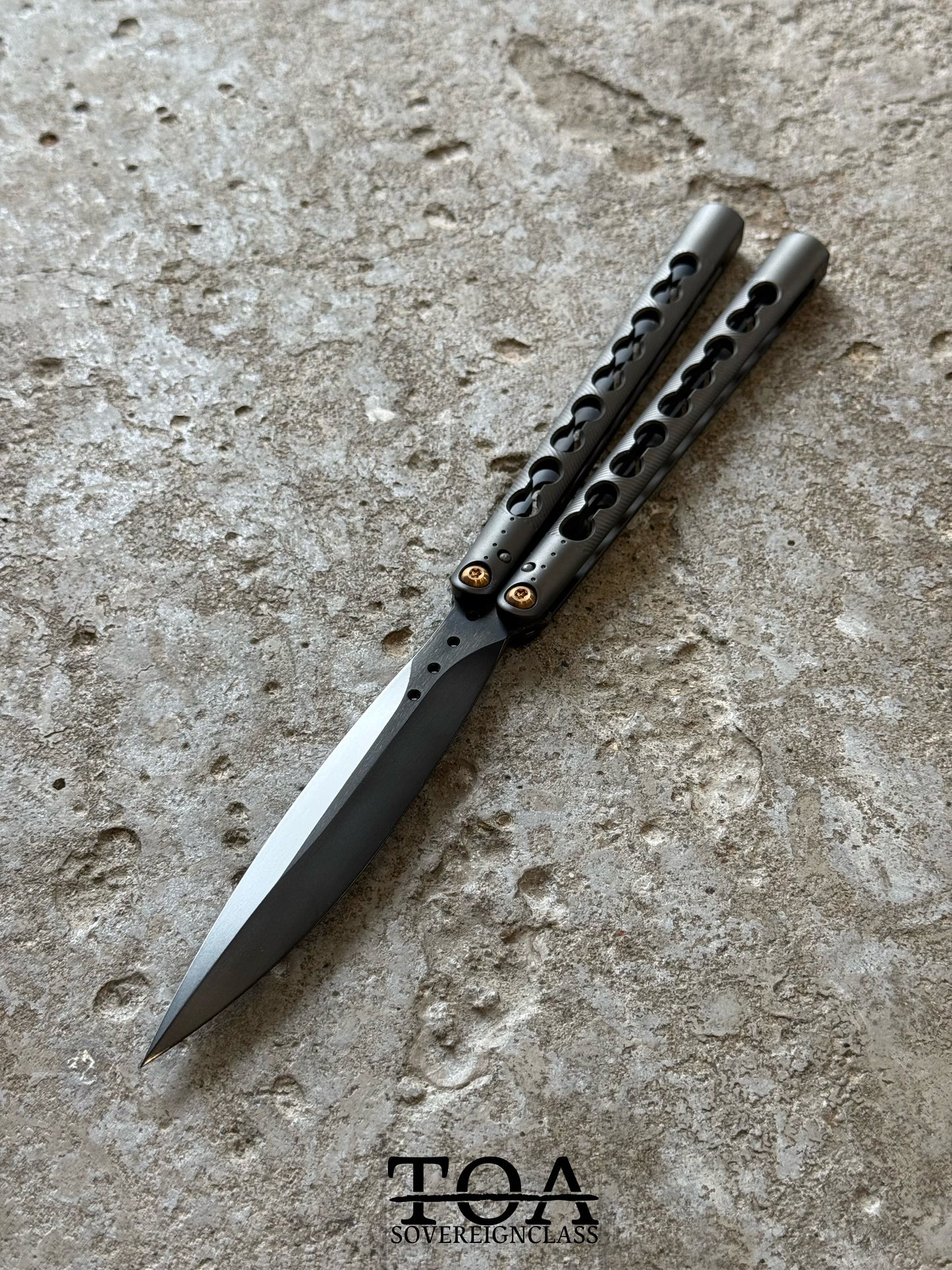 TOA DS-1 Original Balisong TC4 Titanium Alloy Handle Stainless Steel Blade Integrated Structure Bushing