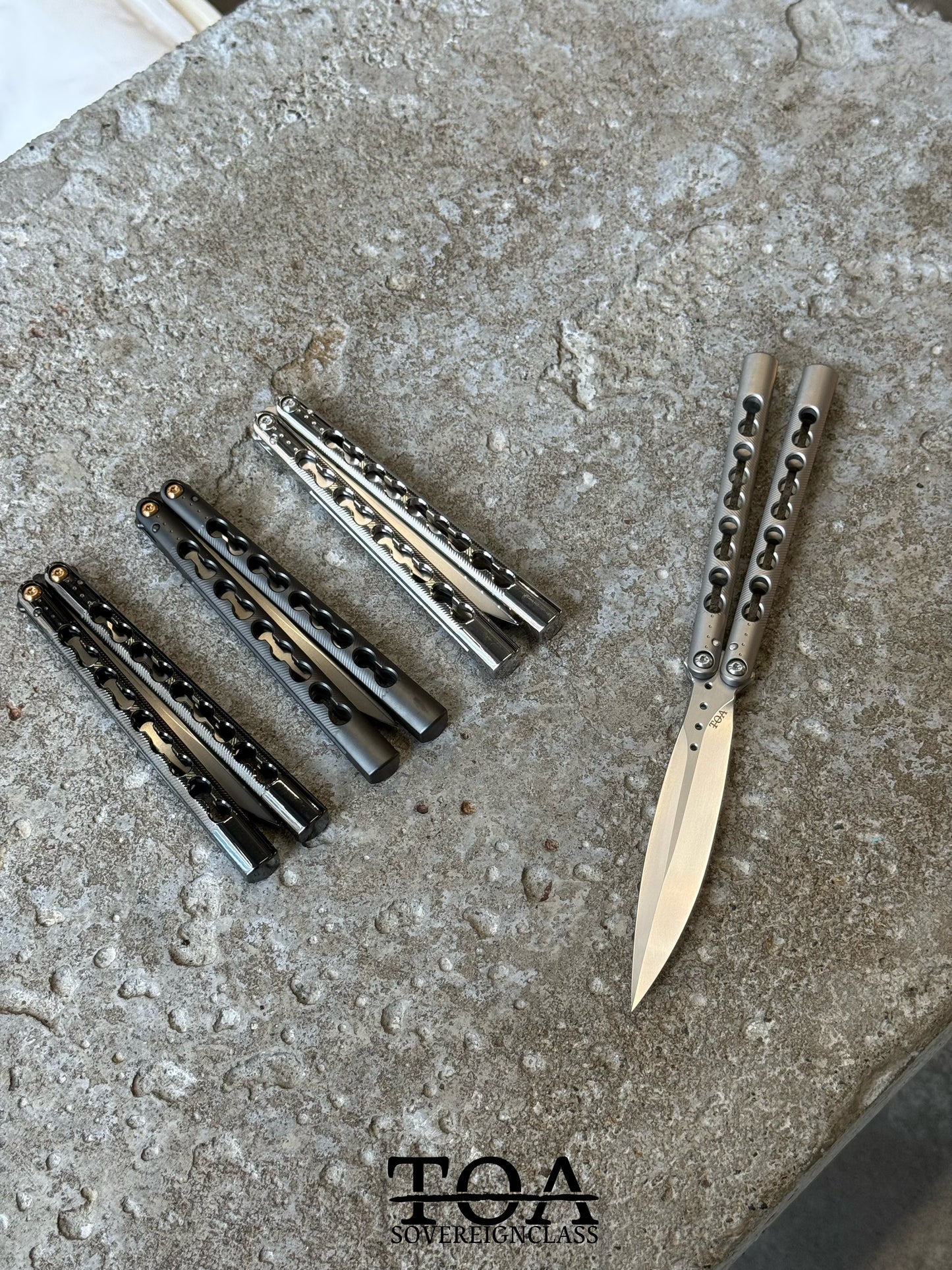 TOA DS-1 Original Balisong TC4 Titanium Alloy Handle Stainless Steel Blade Integrated Structure Bushing