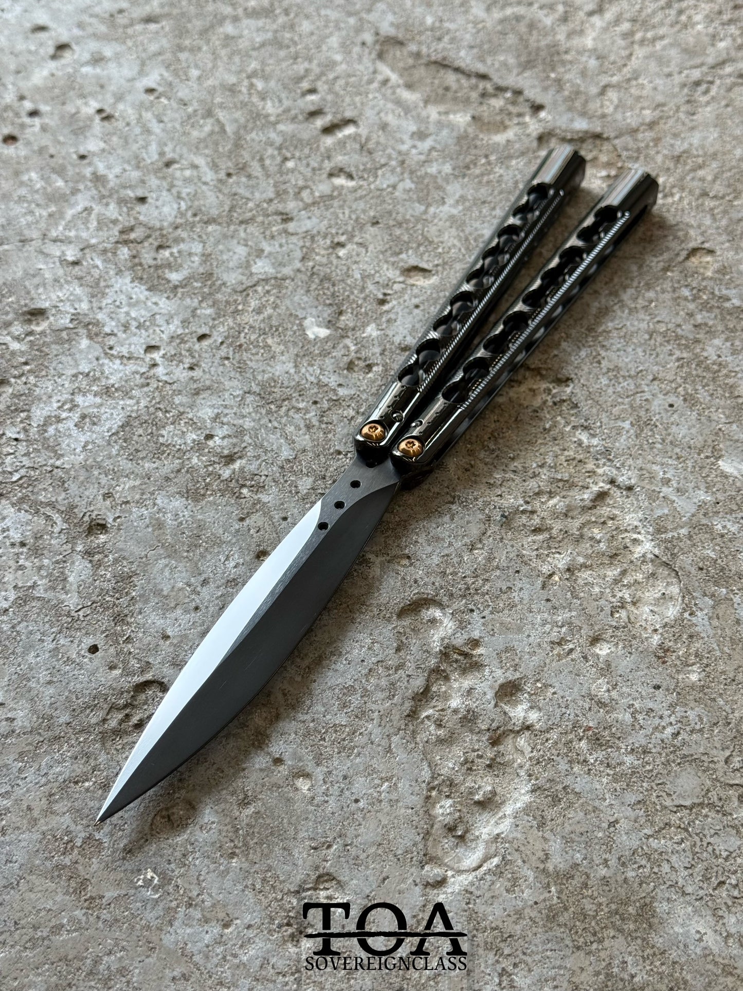 TOA DS-1 Original Balisong TC4 Titanium Alloy Handle Stainless Steel Blade Integrated Structure Bushing