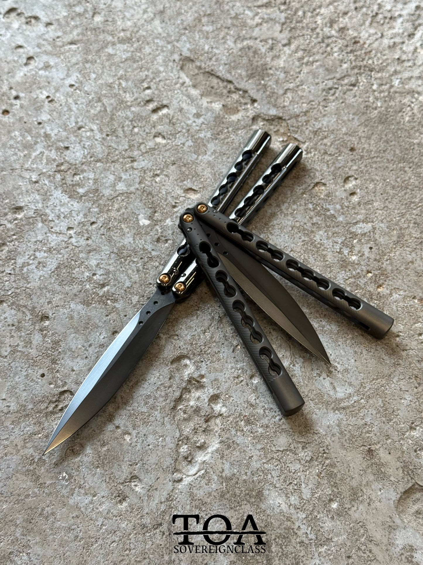 TOA DS-1 Original Balisong TC4 Titanium Alloy Handle Stainless Steel Blade Integrated Structure Bushing