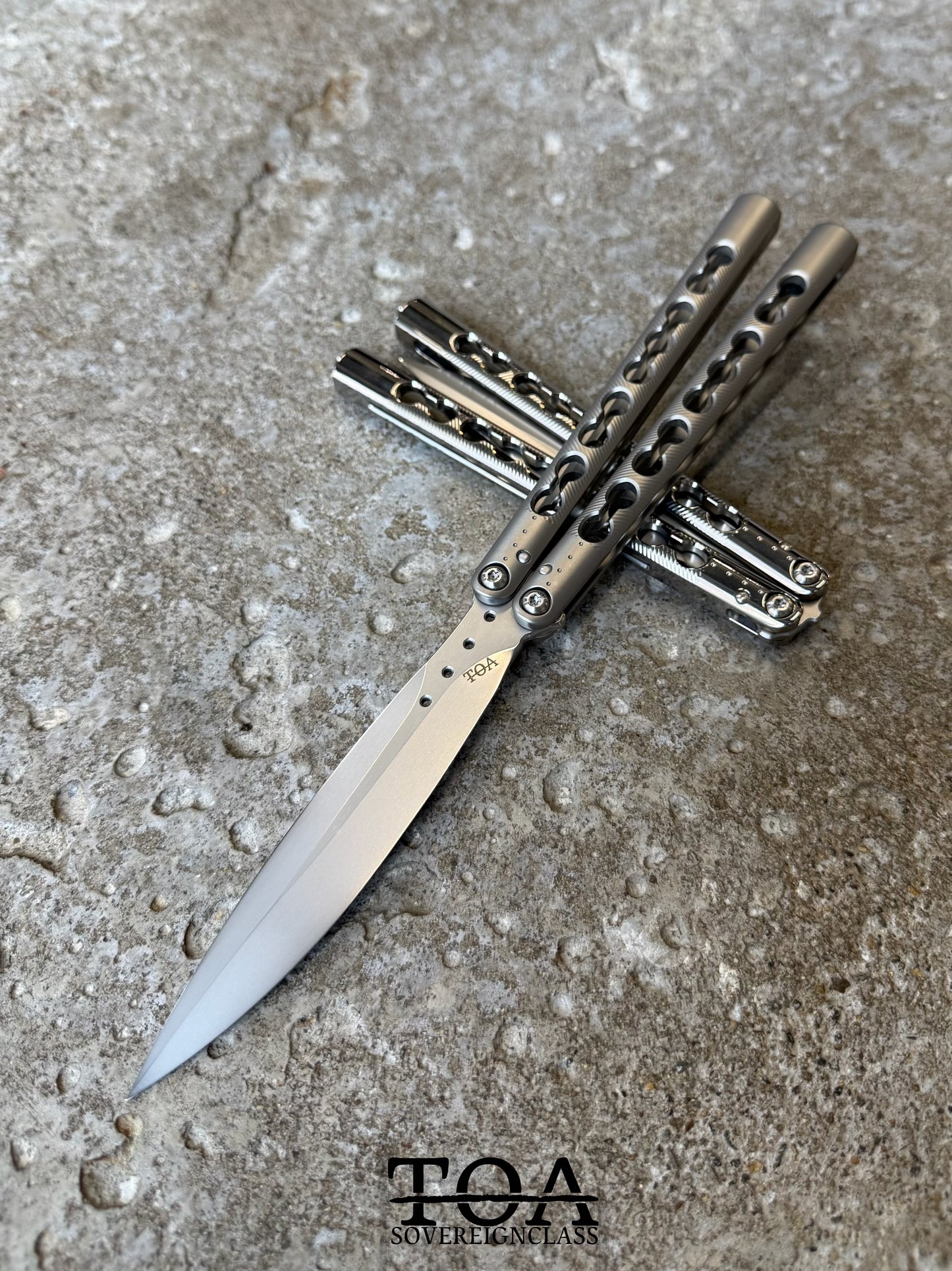 TOA DS-1 Original Balisong TC4 Titanium Alloy Handle Stainless Steel Blade Integrated Structure Bushing