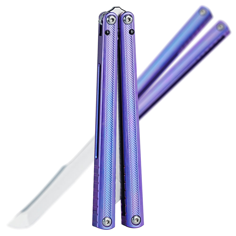 ARMED SHARK Sasaki/Sasori Fake Blade Balisong Clone TC4 Titanium Alloy Handle 14C28N MOV Stainless Steel Blade Bushing