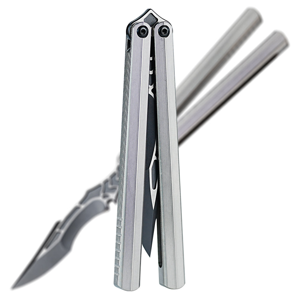 Armed Shark CK Viper Balisong Clone TC4 Titanium Alloy/Titanium Damascus Handle 14C28N MOV/Damascus Stainless Steel Fake Blade