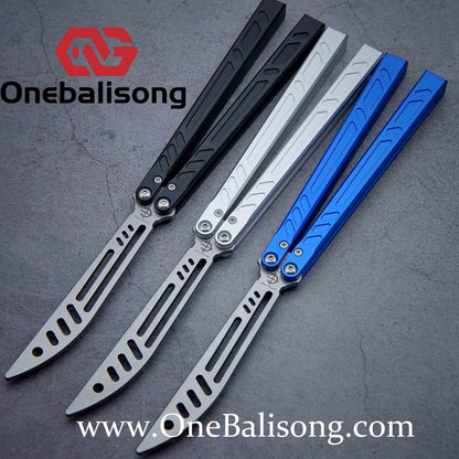 Baliplus New Aluminum Channel BB Barebones Balisong Clone 7075 Aluminum Alloy Handle 420 Stainless Steel Blade Bushing