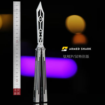 ARMED SHARK Titanium REP SE Balisong Clone TC4 Titanium Alloy Handle 5CR15 Stainless Steel Blade