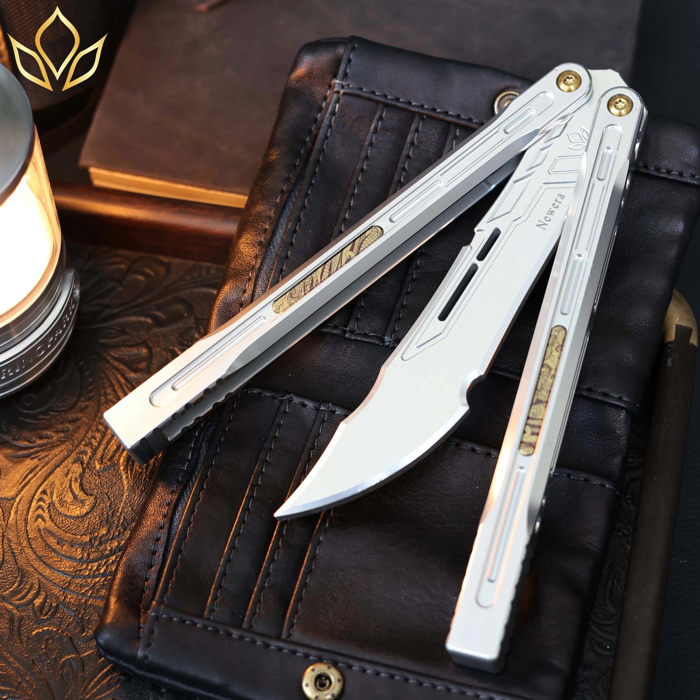 Newera JHong Original Balisong 7075 Aluminum TC4 Titanium Alloy Patch Handle 7075 Aluminum Blade Trainer Bushing