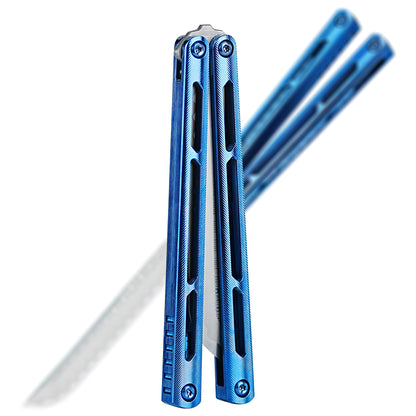 ARMED SHARK Tsunami Fake Blade Balisong Clone Ice crystal titanium alloy/TC4 Titanium alloy handle Damascus stainless steel blade Bushing
