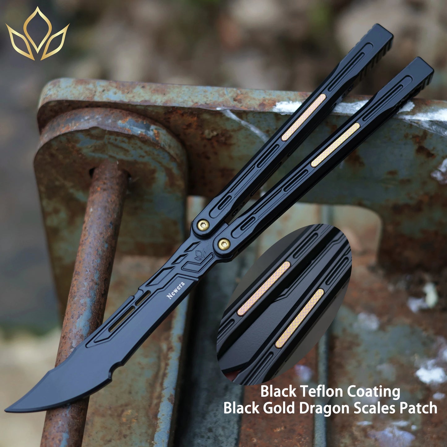 Newera JHong Original Balisong 7075 Aluminum TC4 Titanium Alloy Patch Handle 7075 Aluminum Blade Trainer Bushing