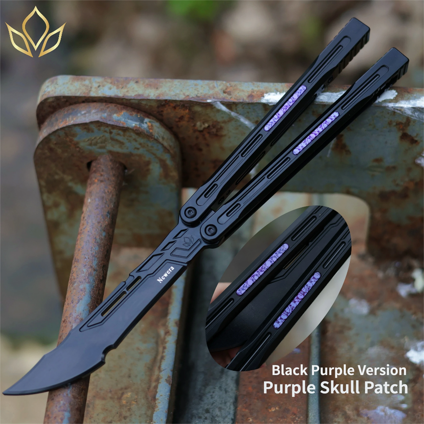 Newera JHong Original Balisong 7075 Aluminum TC4 Titanium Alloy Patch Handle 7075 Aluminum Blade Trainer Bushing