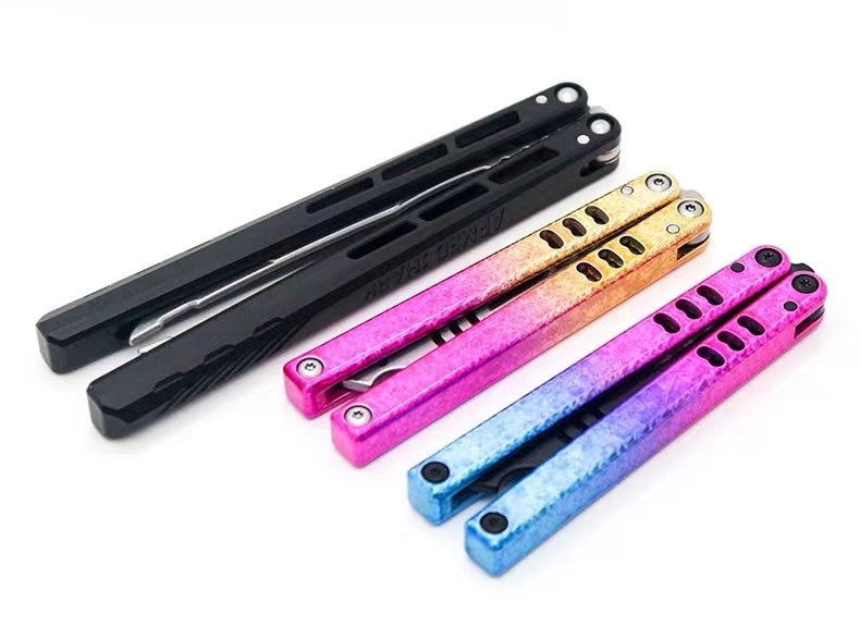 Armed Shark Mini Mako Balisong Clone 6061 Aviation Aluminum Handle 5CR15 Stainless Steel Trainer Blade