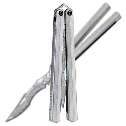 Armed Shark CK Viper Balisong Clone TC4 Titanium Alloy/Titanium Damascus Handle 14C28N MOV/Damascus Stainless Steel Fake Blade