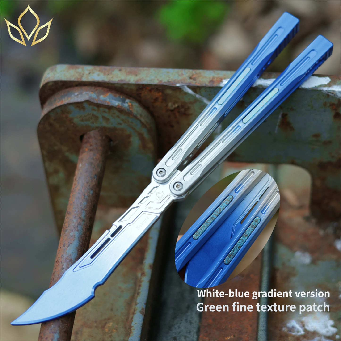 Newera JHong Original Balisong 7075 Aluminum TC4 Titanium Alloy Patch Handle 7075 Aluminum Blade Trainer Bushing