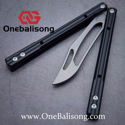 theone G10 orca Balisong clone G10 handle Titanium blade Bushing