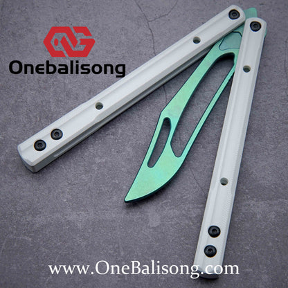 theone G10 orca Balisong clone G10 handle Titanium blade Bushing