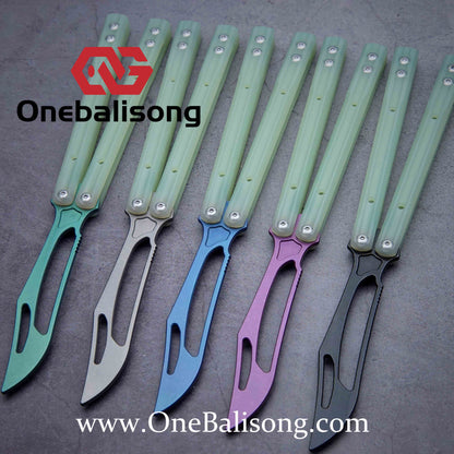 theone G10 orca Balisong clone G10 handle Titanium blade Bushing
