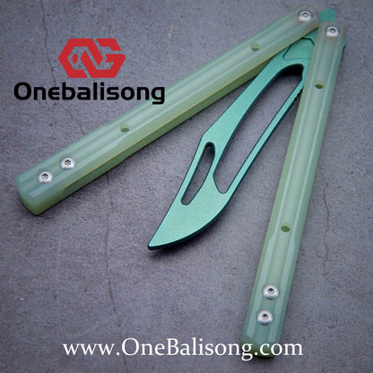 theone G10 orca Balisong clone G10 handle Titanium blade Bushing