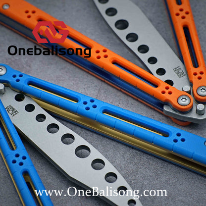 theone Titanium bas Balisong clone Titanium handle stainless steel blade Bushing