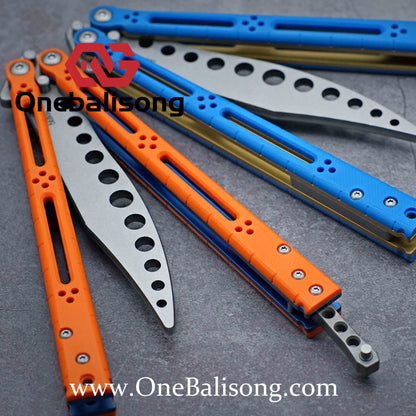 theone Titanium bas Balisong clone Titanium handle stainless steel blade Bushing