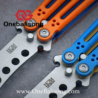 theone Titanium bas Balisong clone Titanium handle stainless steel blade Bushing