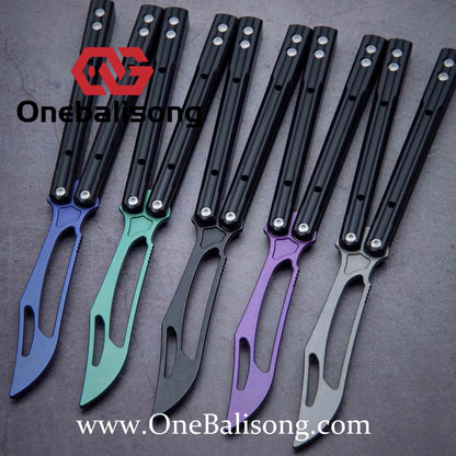theone G10 orca Balisong clone G10 handle Titanium blade Bushing