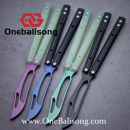 theone G10 orca Balisong clone G10 handle Titanium blade Bushing