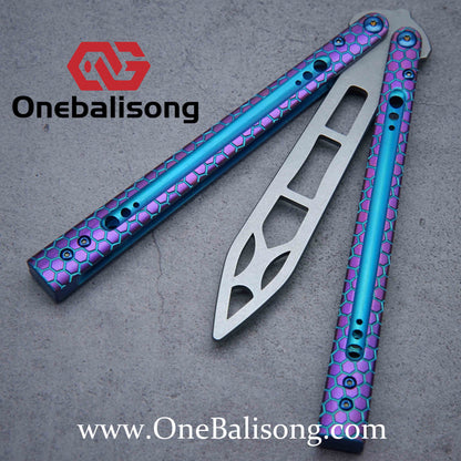 theone python clone Titanium handle Damascus steel blade Bushing