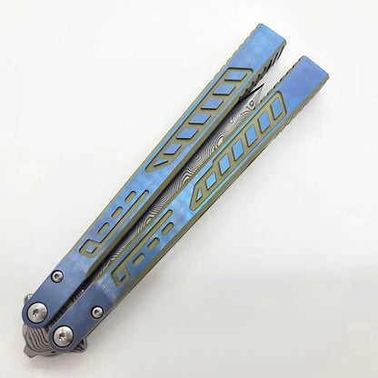 Theone Titanium Falcon Balisong  clone Titanium-handle stainless blade bushing