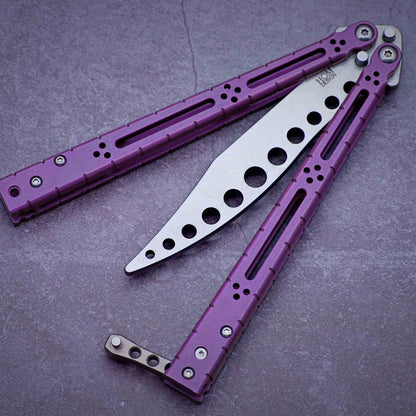 theone HOM bas Balisong clone Titanium alloy-handle stainless steel blade bushings Sandwich structure